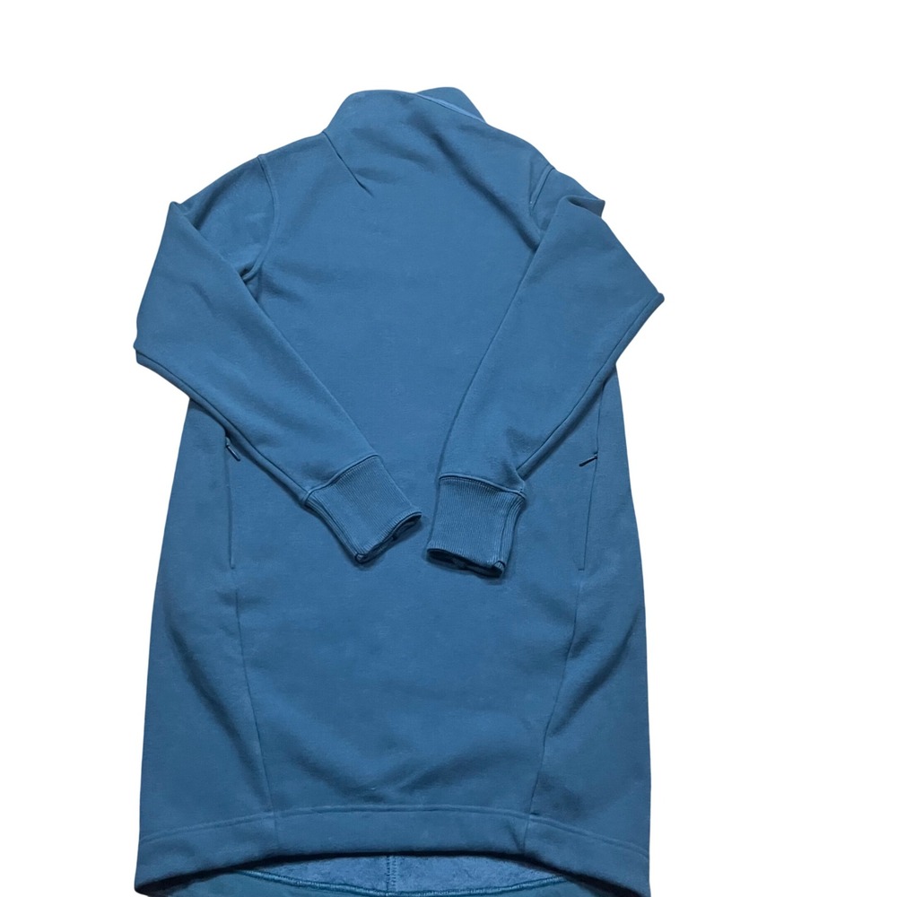 Athleta Coaster Luxe Sweatshirt Dress Teal Blue‎ Fleece Lined Funnel Neck XS